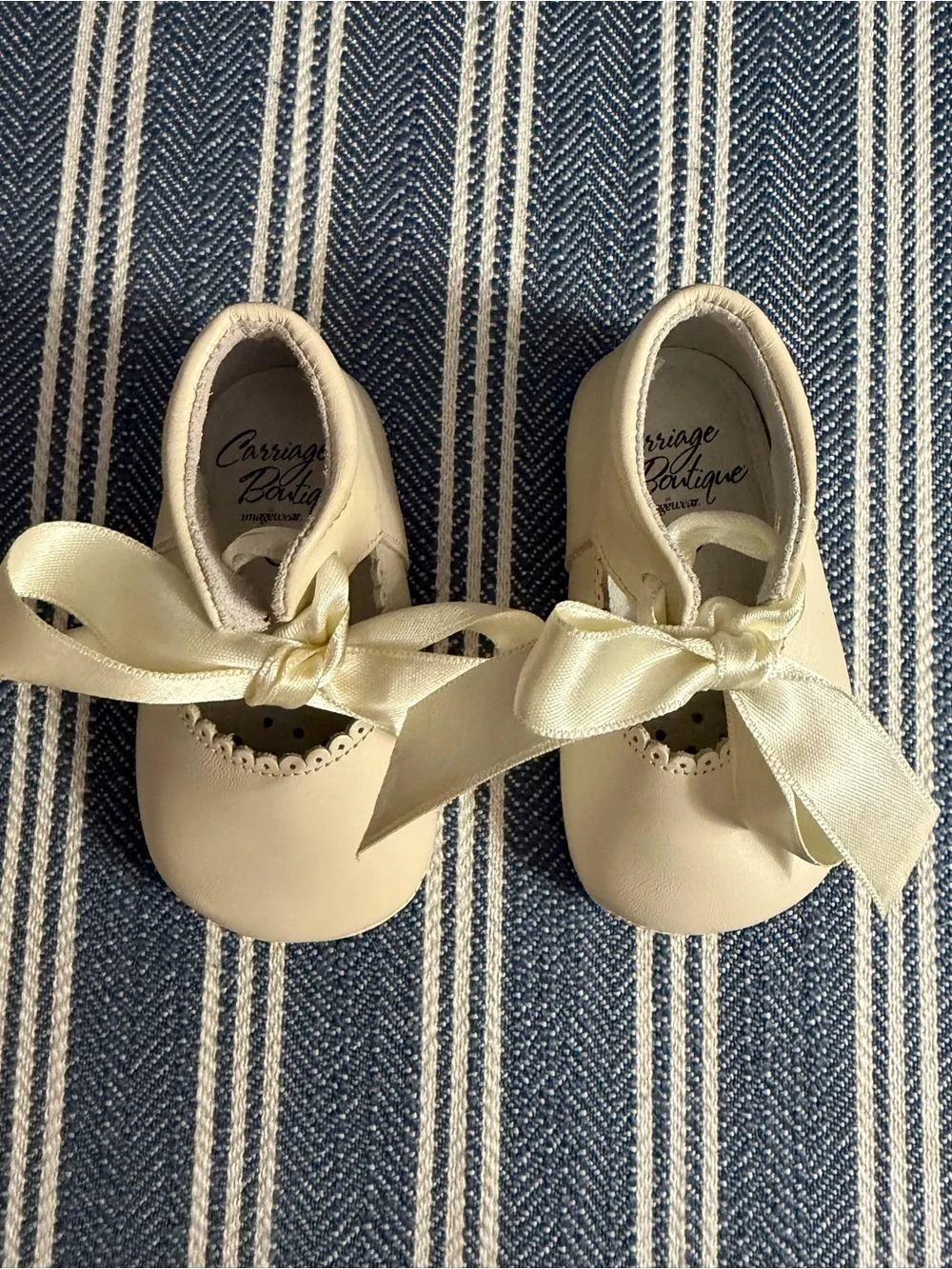 Baby Girl Christening Leather Shoes With Satin Ribbon & Hat